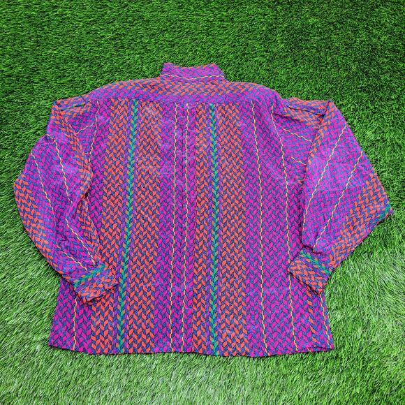Vintage 90s MOD HIppie Button Shirt Womens Medium 22x24 Purple - Picture 2 of 12